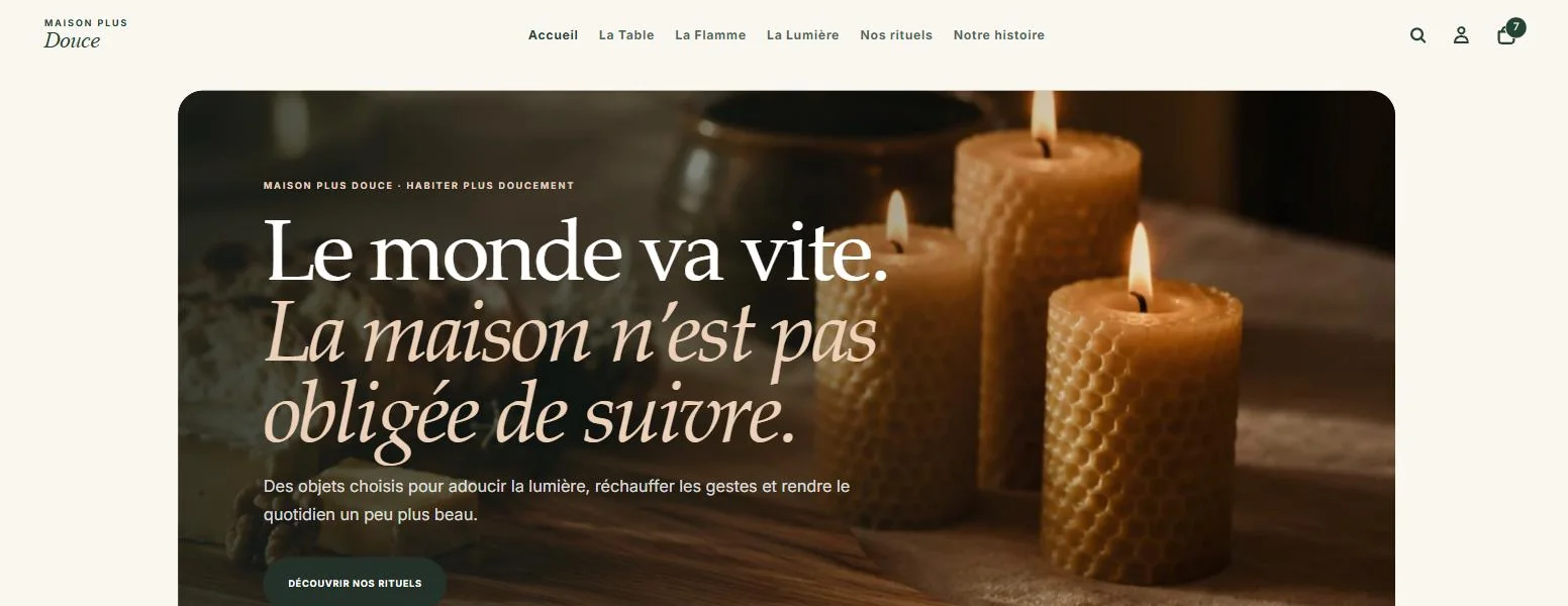Page d’accueil du site Maison Plus Douce