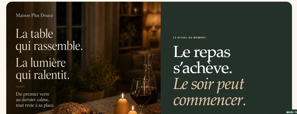 Extrait d’un site réalisé par le studio : Maison Plus Douce